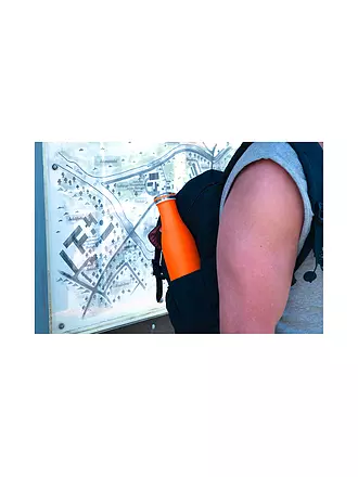 LURCH | Bouteille isotherme - Bouteille thermos en acier inoxydable 0,75 l Bleu métallisé | orange